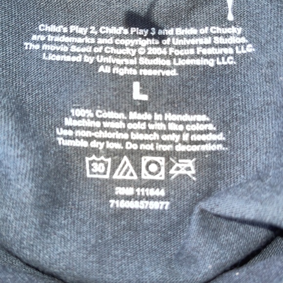 Chucky Child’s Play Square Face 2004 Black T-shirt Sz Large Horror Bride Graphic - Picture 5 of 8